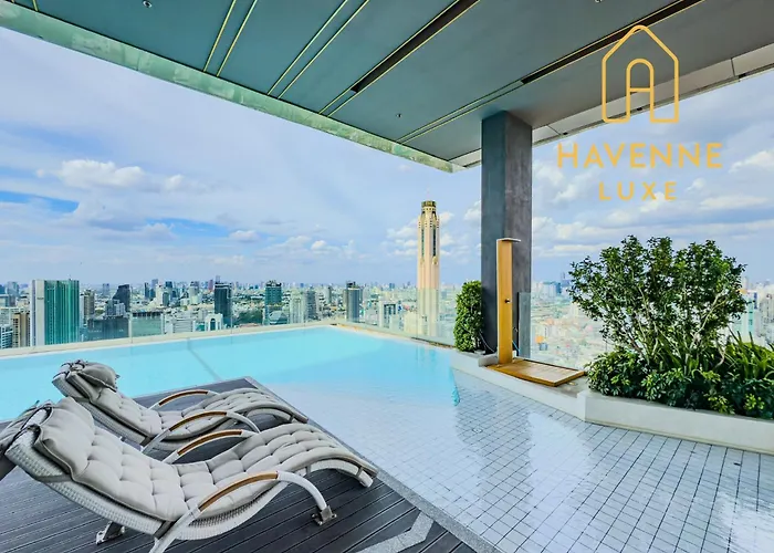 High-floor Luxury 2 Bedrooms 2 Bathrooms King&queen Bed Sky Pool Heart Of Siam District 曼谷高层奢华套房 两卧两卫 特大床 大床 无边泳池 坐落暹罗商圈核心 公寓 *